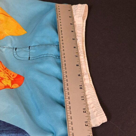 OP Boys Blue Surfboard Print Swim Trunks With Elastic Waist & Pocket - Picture 9 of 11